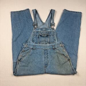 Vintage Squeeze Overalls Size Medium Light Wash Straight Leg Carpenter Bibs 90s